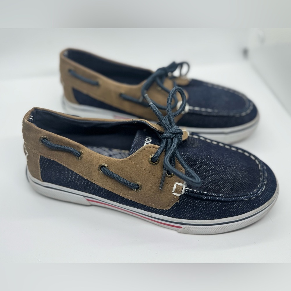 Navy and Tan Boat Shoes